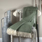 Olive Green Fishbone Pure Wool Throw