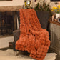 Faux Rabbit Fur Throw - Orange