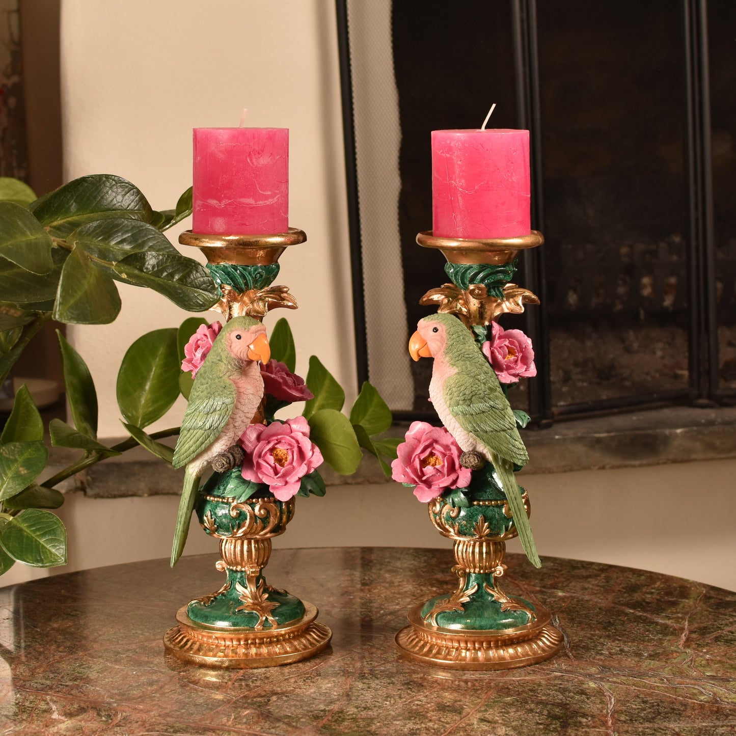 Parrot Candle Holder - Pair