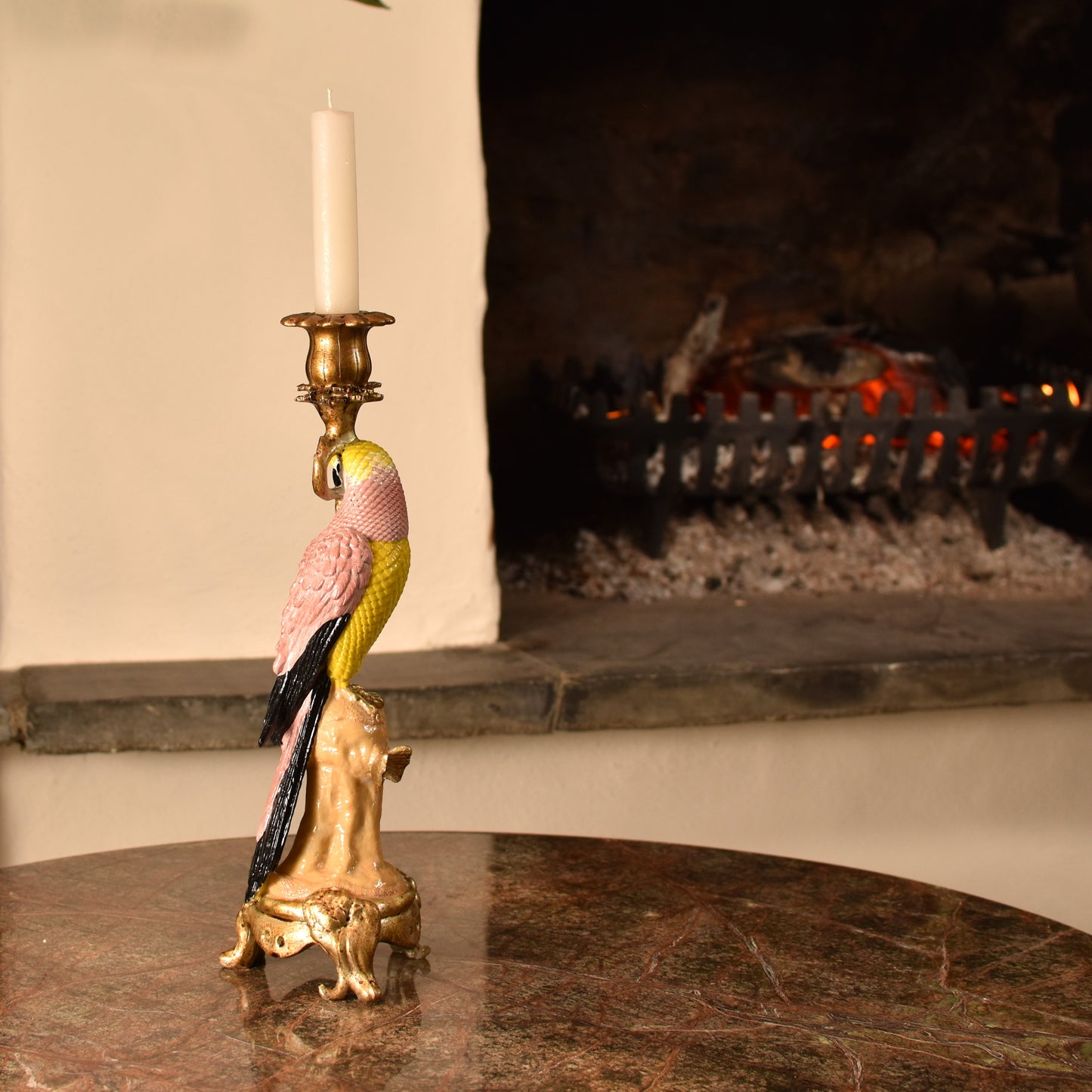 Pink Parrot Candle Stick