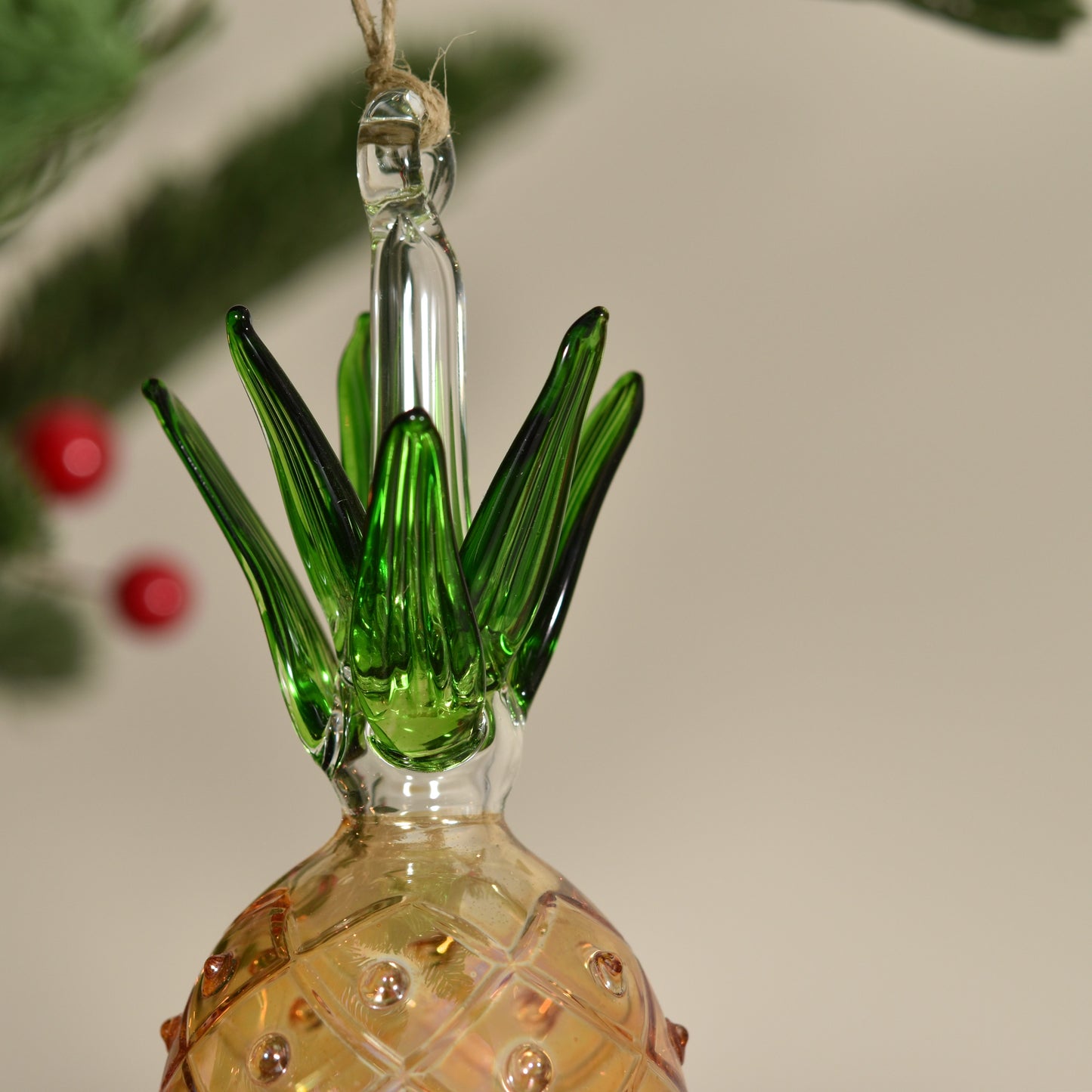 Pineapple Handblown Glass Bauble - Amber - Large