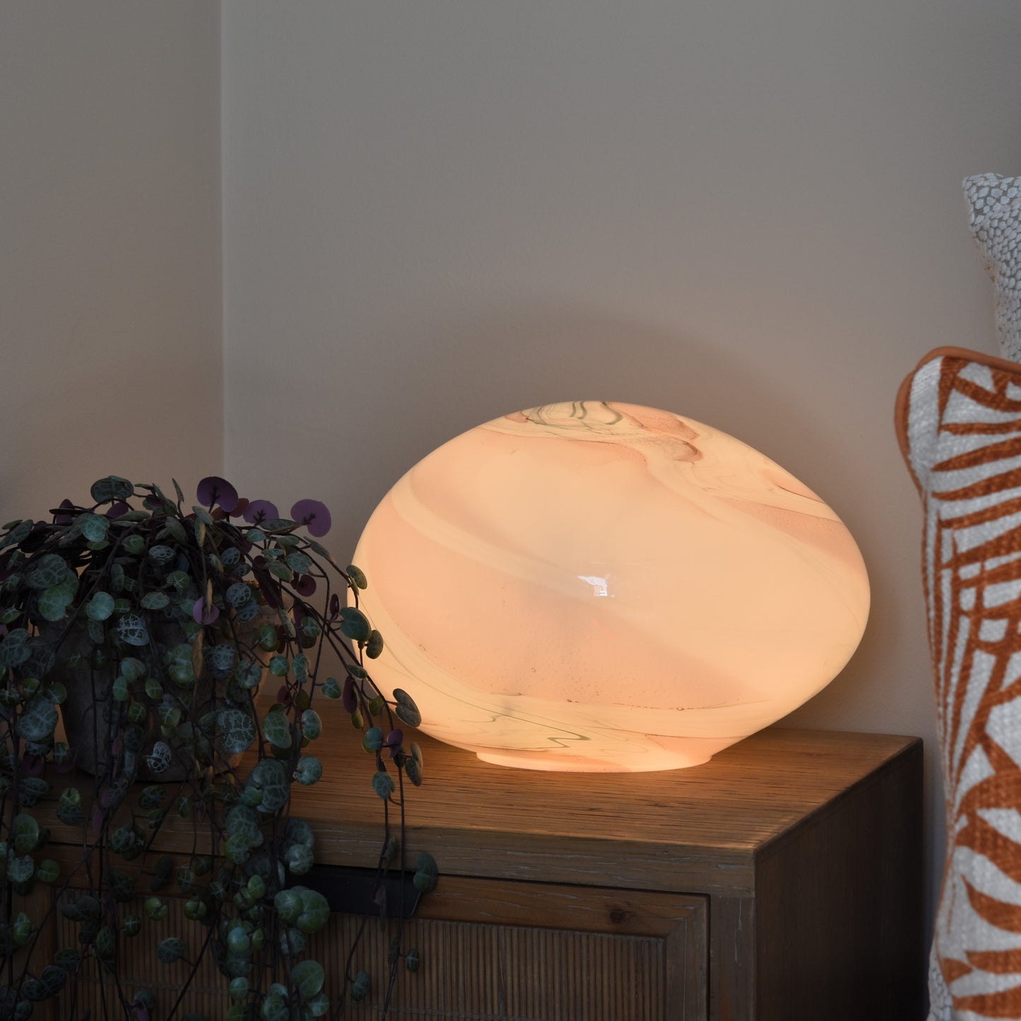 Pink Marble Handblown Glass Lamp - Rock