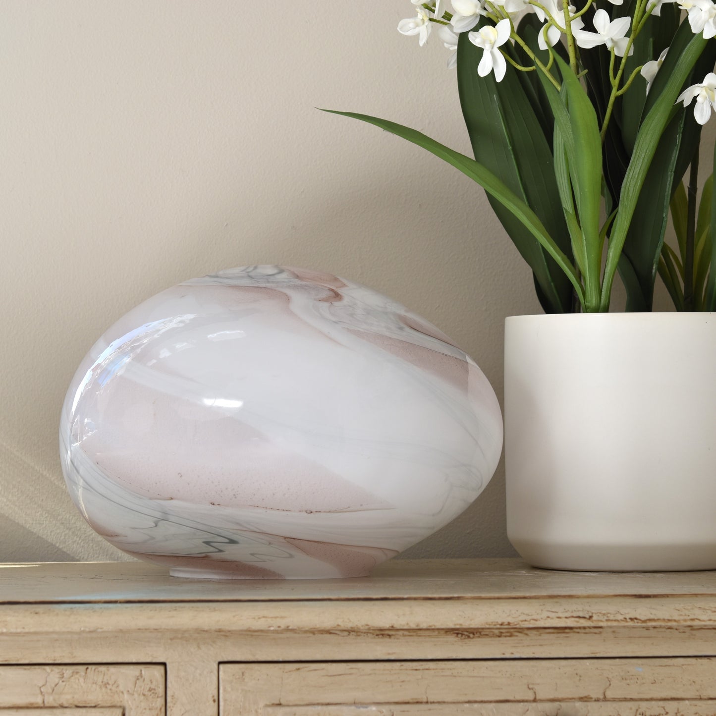 Pink Marble Handblown Glass Lamp - Rock