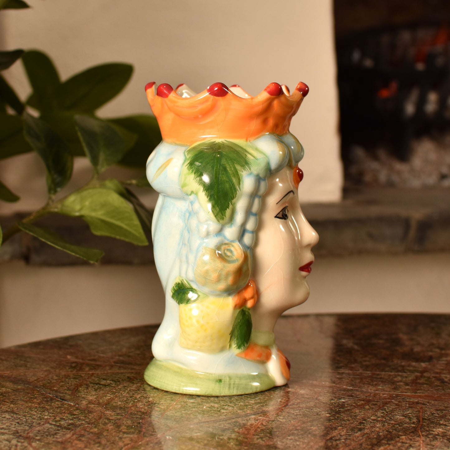 Mediterranean Queens Head Vase / Pot