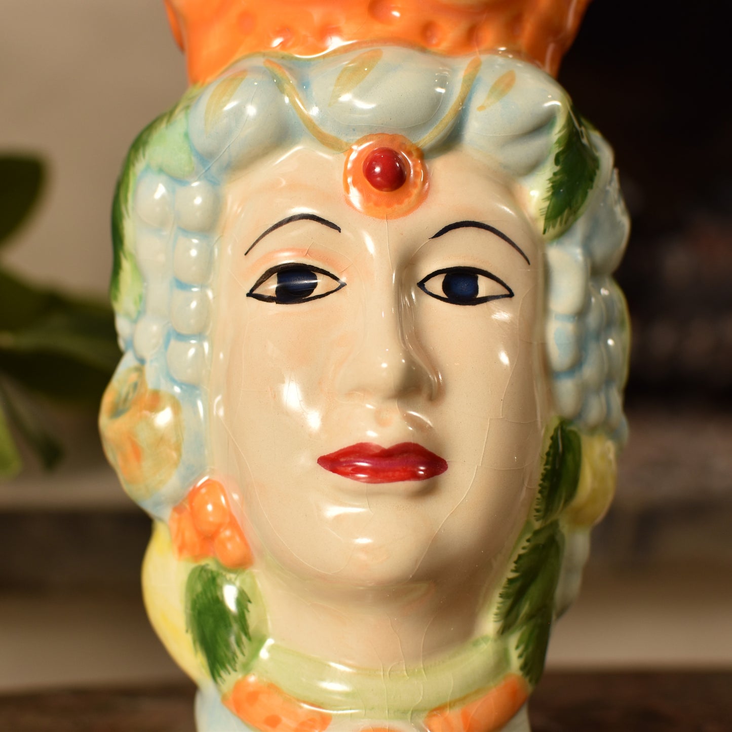 Mediterranean Queens Head Vase / Pot