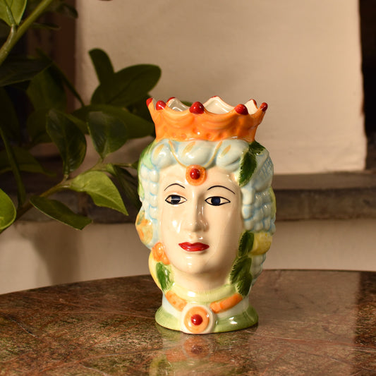 Mediterranean Queens Head Vase / Pot