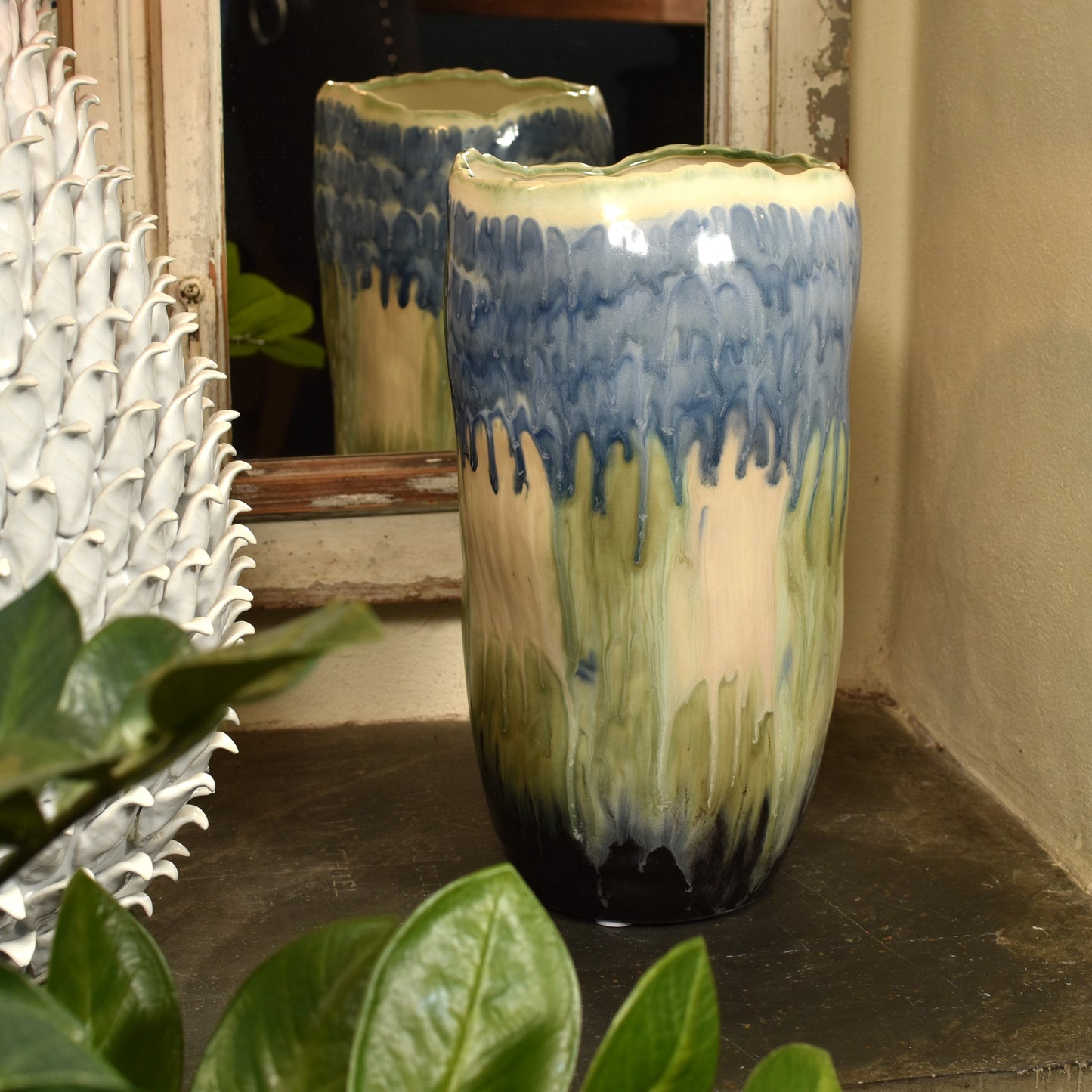 Green & Blue Organic Shape Vase - Large