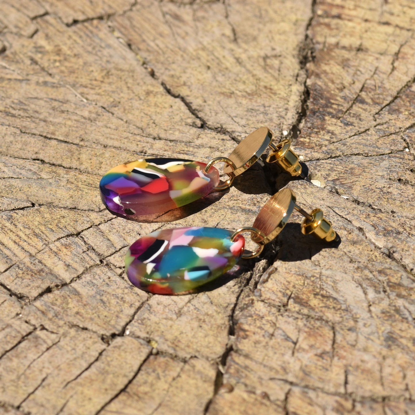 Kate Wide Droplet Earring - Multi Coloured