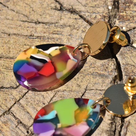 Kate Wide Droplet Earring - Multi Coloured
