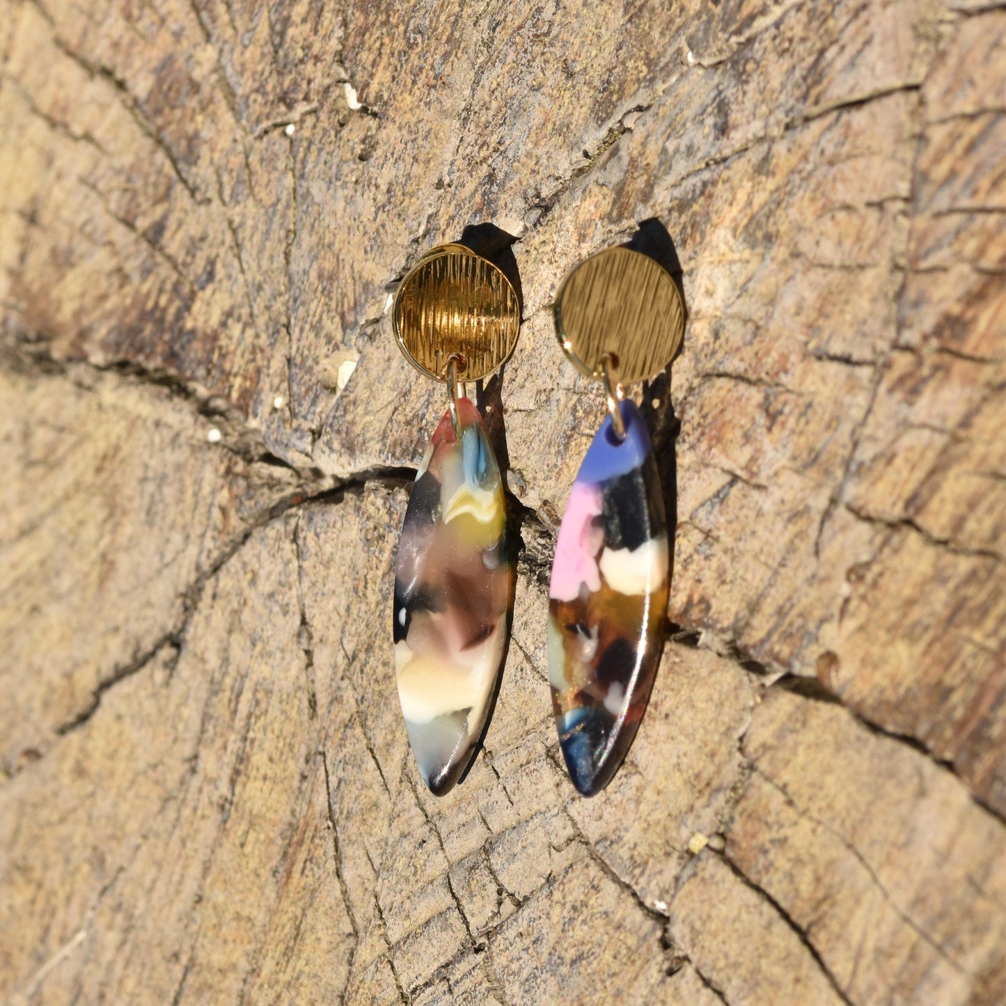 Carla Droplet Earring - Red Blue & Grey