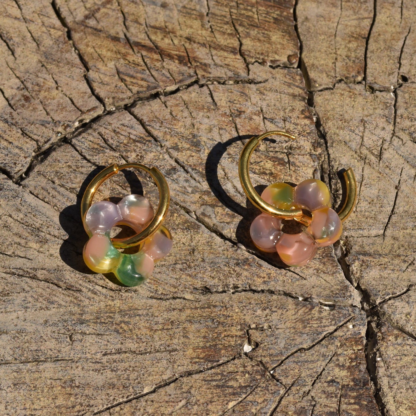 Lottie Resin Flower Hoop Earring - Pastels