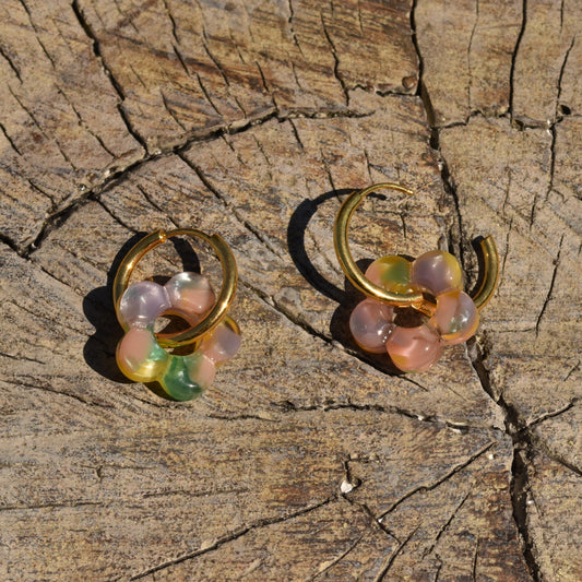 Lottie Resin Flower Hoop Earring - Pastels