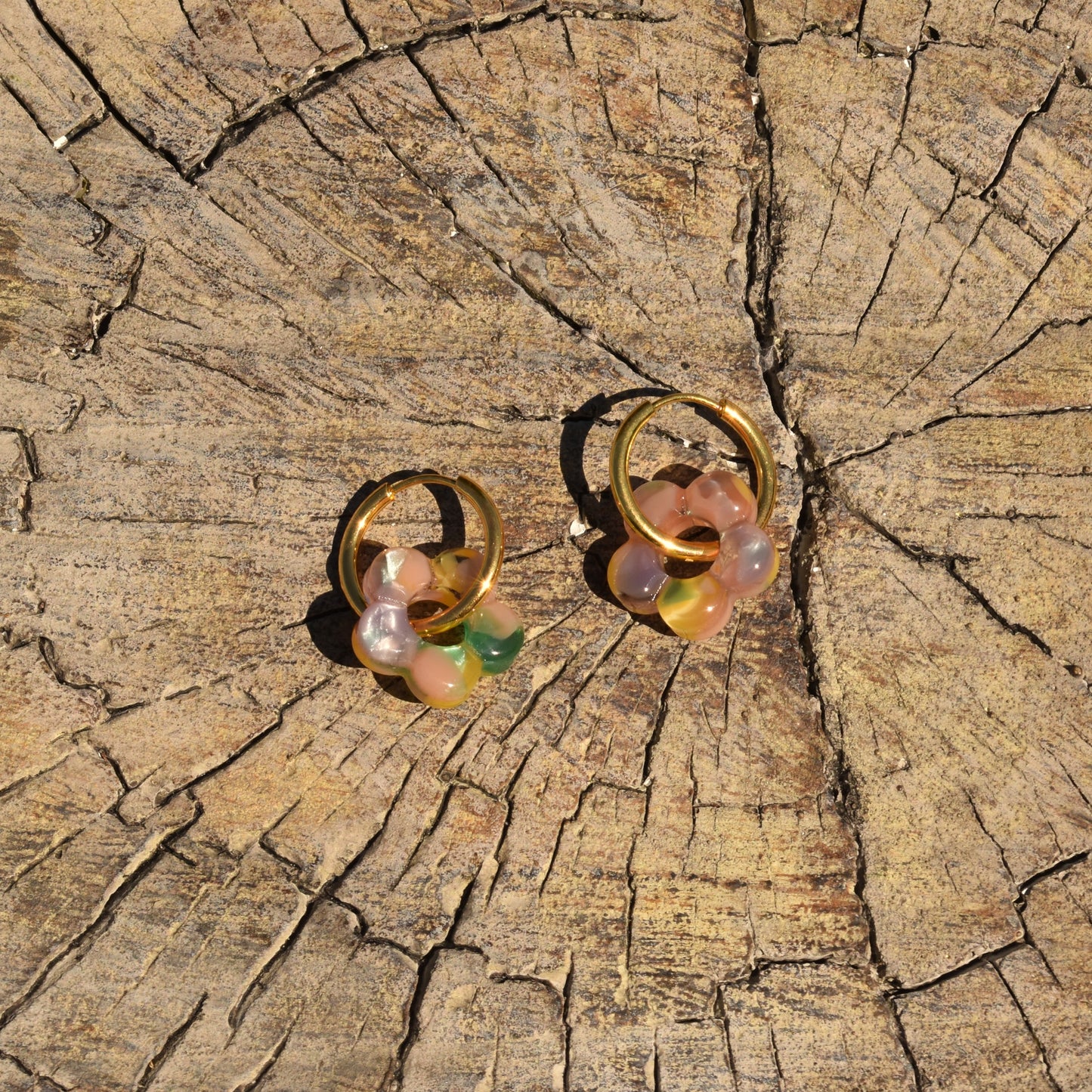 Lottie Resin Flower Hoop Earring - Pastels