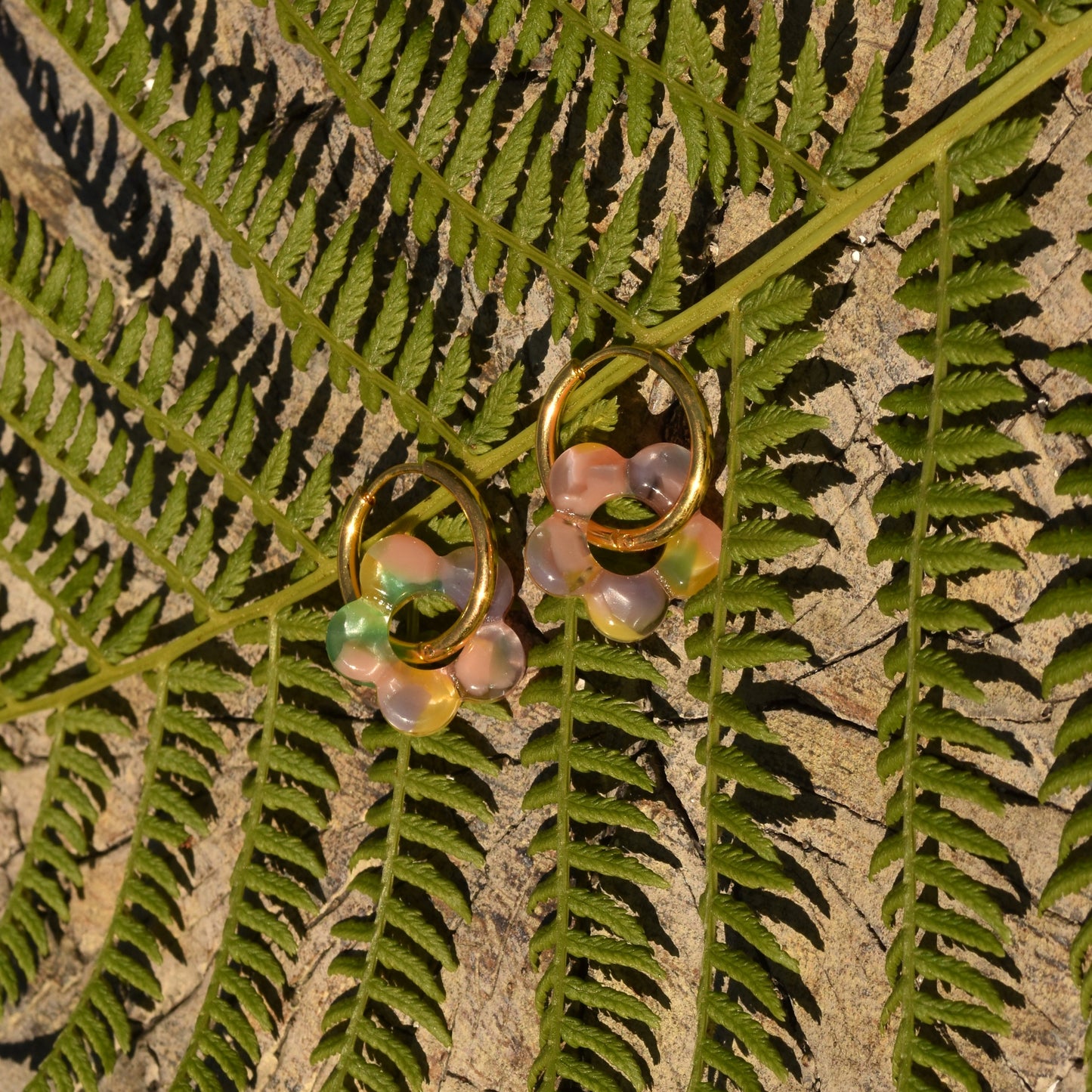 Lottie Resin Flower Hoop Earring - Pastels