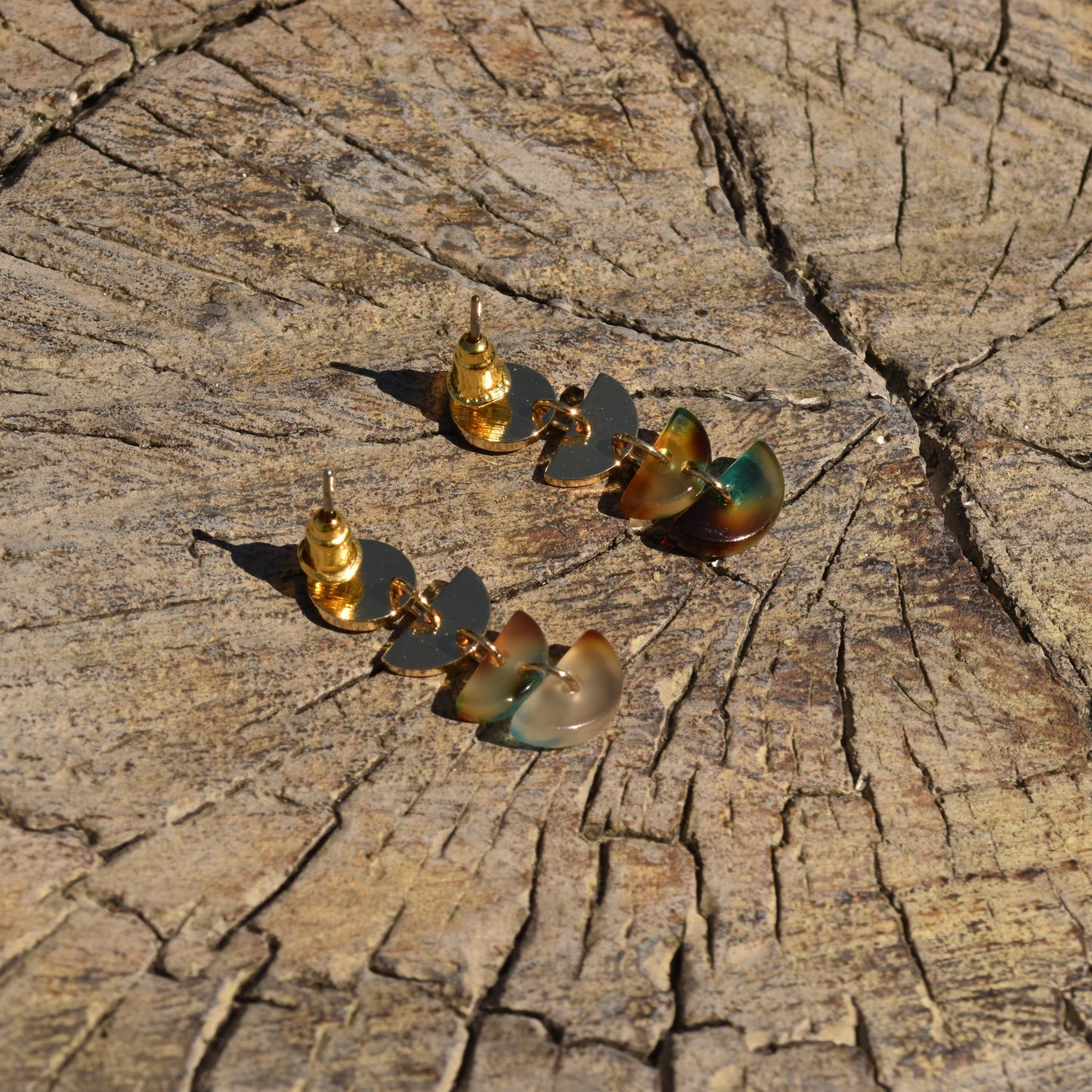 Clara Multi Tier Resin Earring - Blue & Brown
