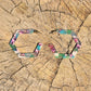Hexagonal Resin Hoop Earring - Green & Pinks