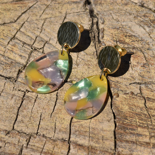 Kate Wide Droplet Earring - Lilac & Pinks