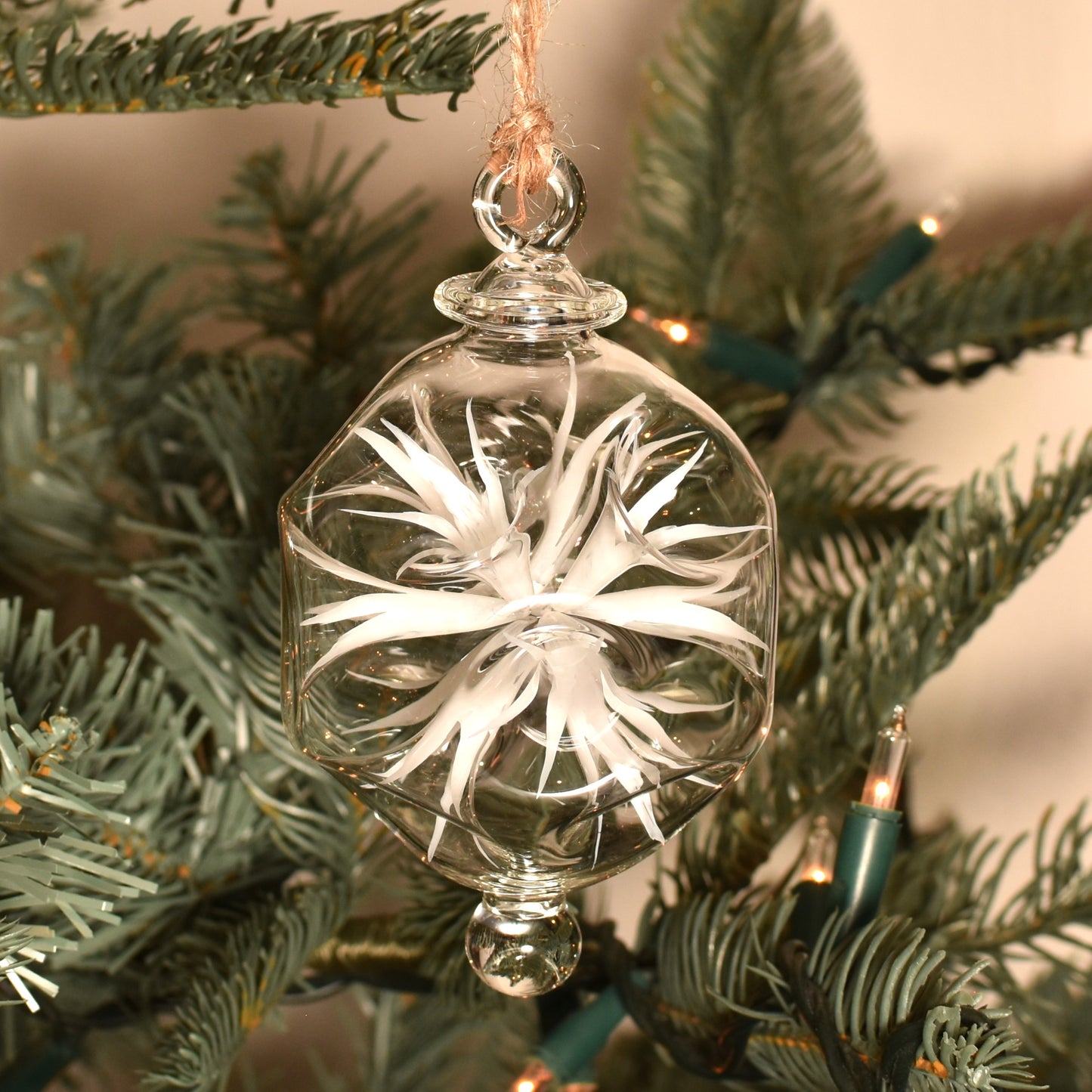 Retro Trumpets Handblown Glass Bauble - White - Large