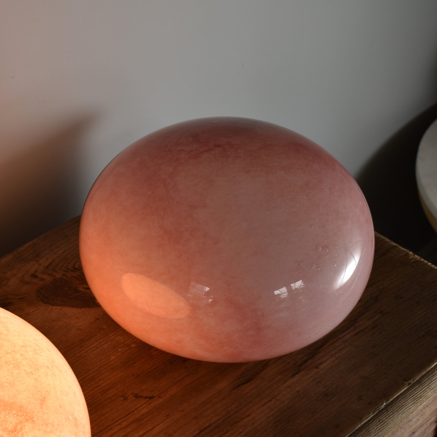 Rose Pink Quartz Glass Lamp - Pebble
