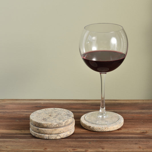 Solid Marble Coasters - Light Fossil Stone