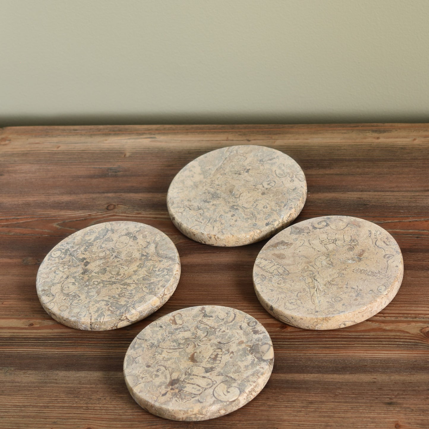 Solid Marble Coasters - Light Fossil Stone