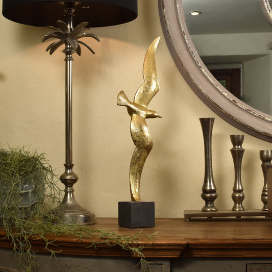 Decorative Sea Gull Bird Sculpture - Gold