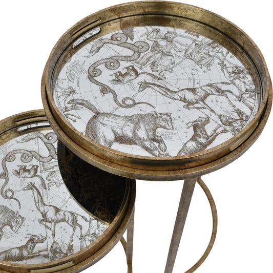 Set Of Two Constellation Design Occasional Tray Tables