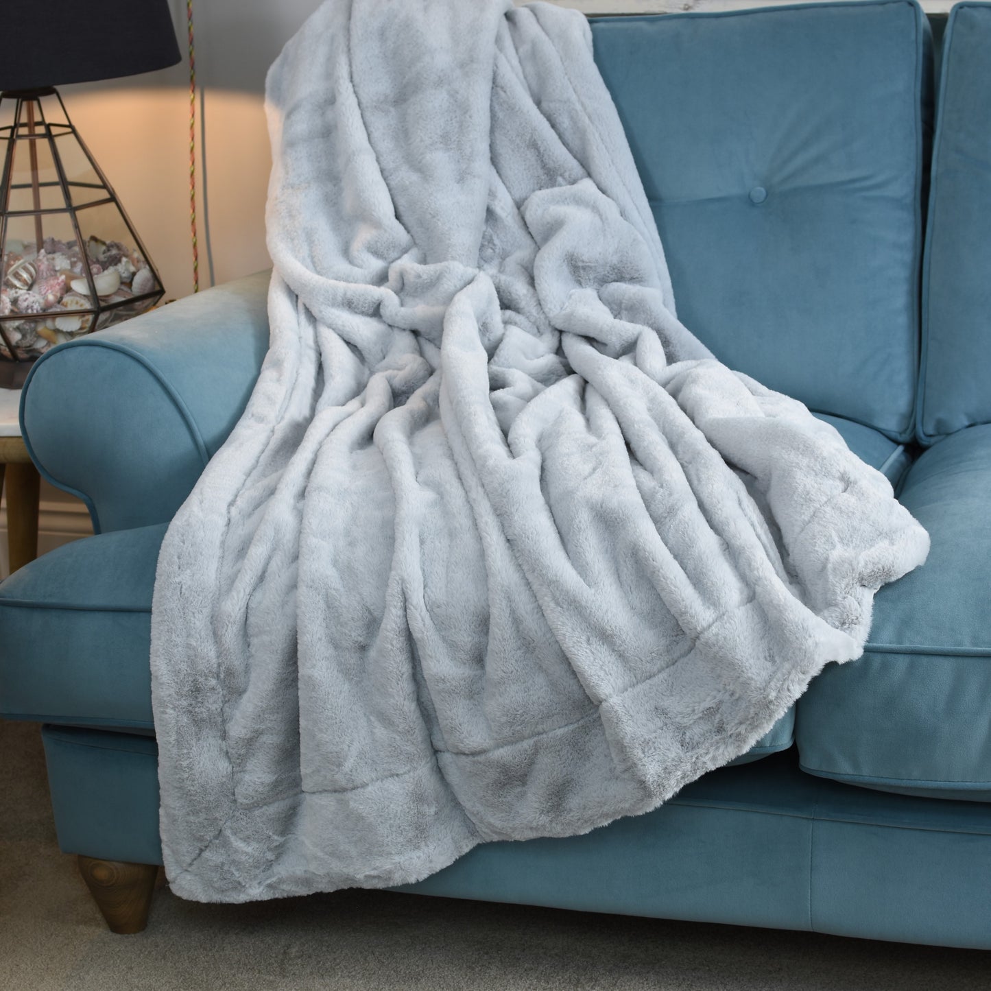 Faux Fur Throw - Short Pile - Silver Grey