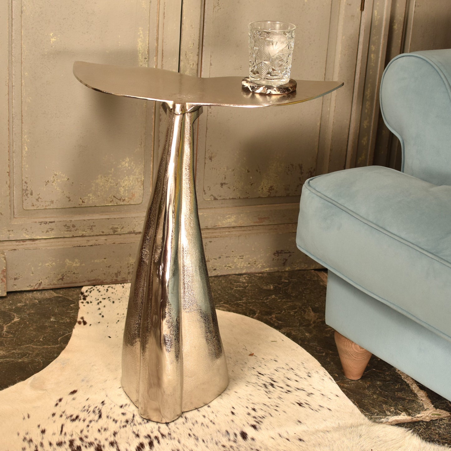 Whale Tail Side Table - Silver