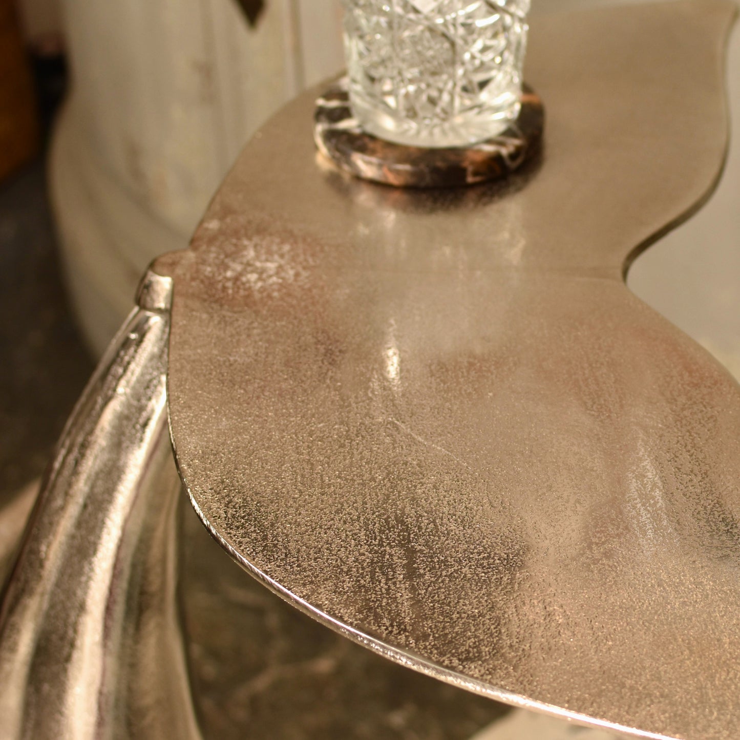 Whale Tail Side Table - Silver