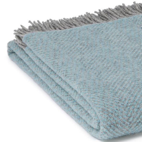 Spearmint & Grey Beehive Wool Throw / Blanket 240cm