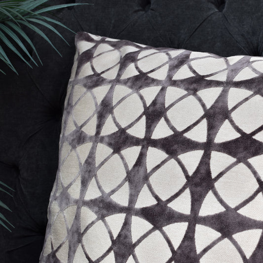 Circles Velvet Cushion 56cm - Taupe & Champagne