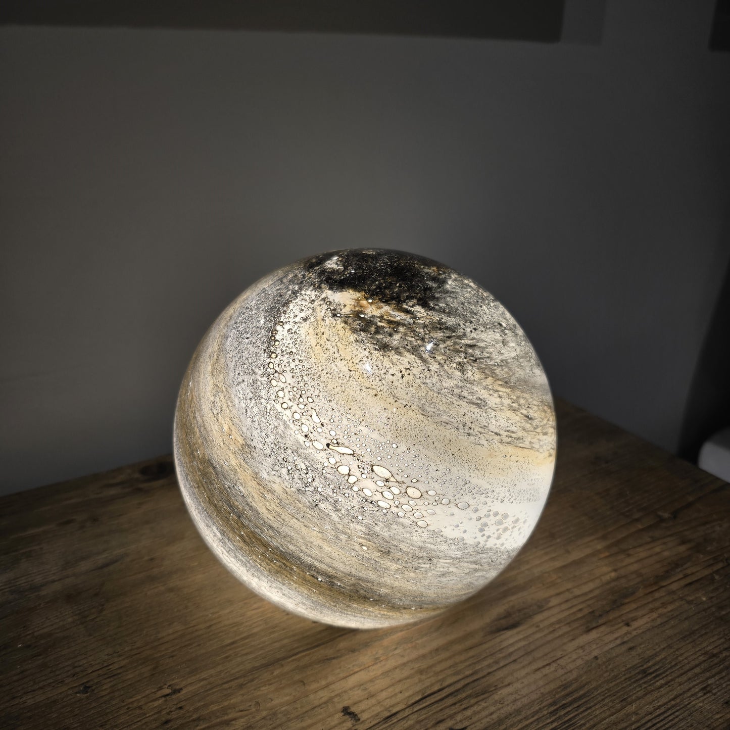 Stormy Skies Handblown Glass Lamp - Sphere Small