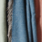 Teal Blue & Hazel Herringbone Wool Throw / Blanket
