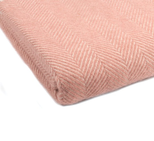 Dusky Pink & Pearl Herringbone Wool Throw / Blanket