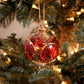 Palm Handblown Glass Bauble - Red & Gold - Large