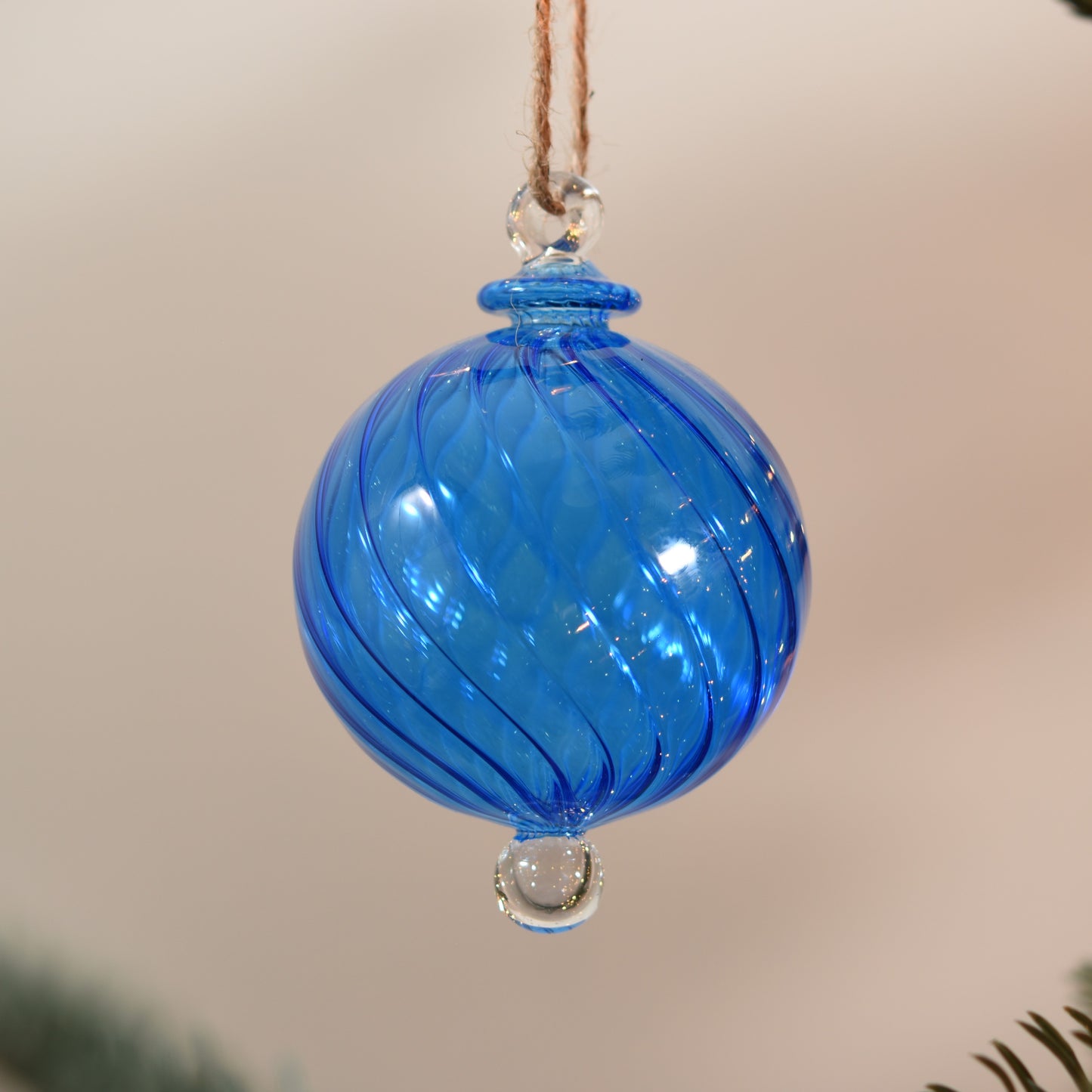 Spiral - Egyptian Glass Bauble - Blue - Large