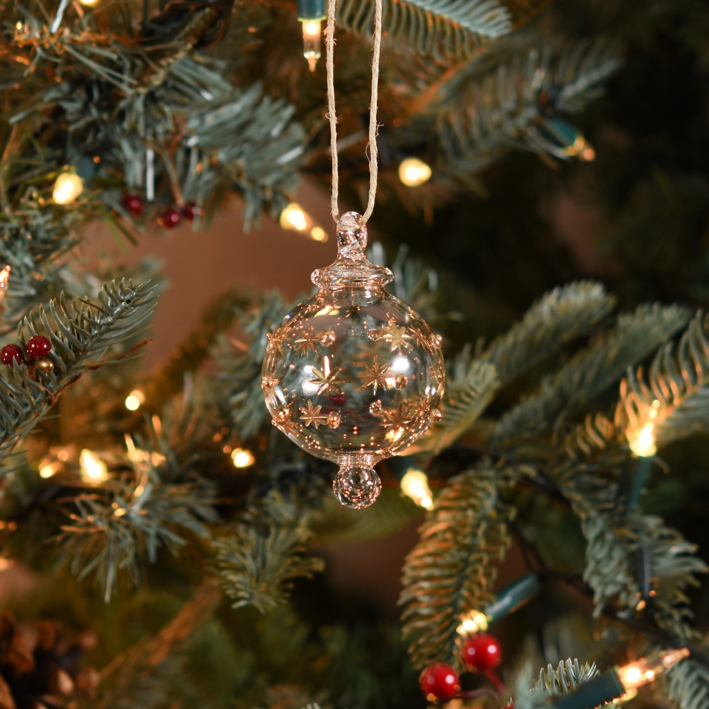 Night Sky Handblown Glass Bauble - Gold & Clear - Small