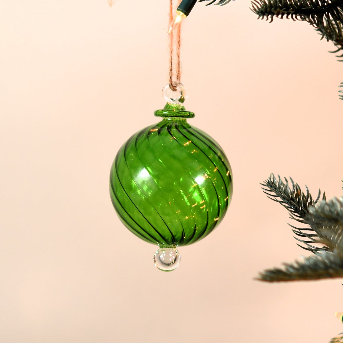 Spiral Egyptian Glass Bauble -  Emerald Green - Large