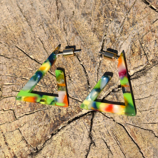Triangular Hoop Earring - Tropical
