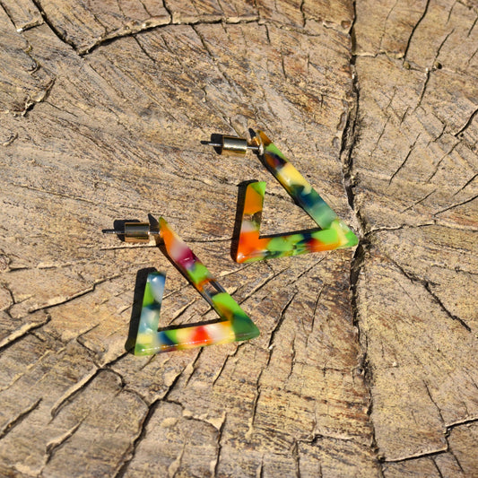 Triangular Hoop Earring - Tropical