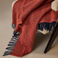 Flamingo Pink & Navy Herringbone Wool Blanket / Throw