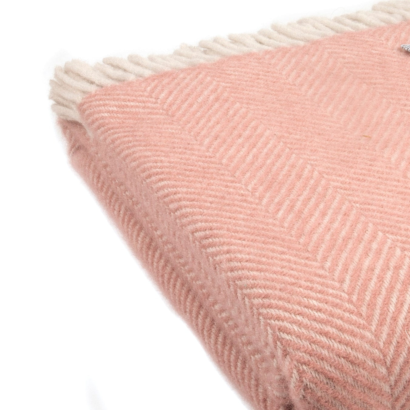Dusky Pink & Pearl Herringbone Wool Throw / Blanket