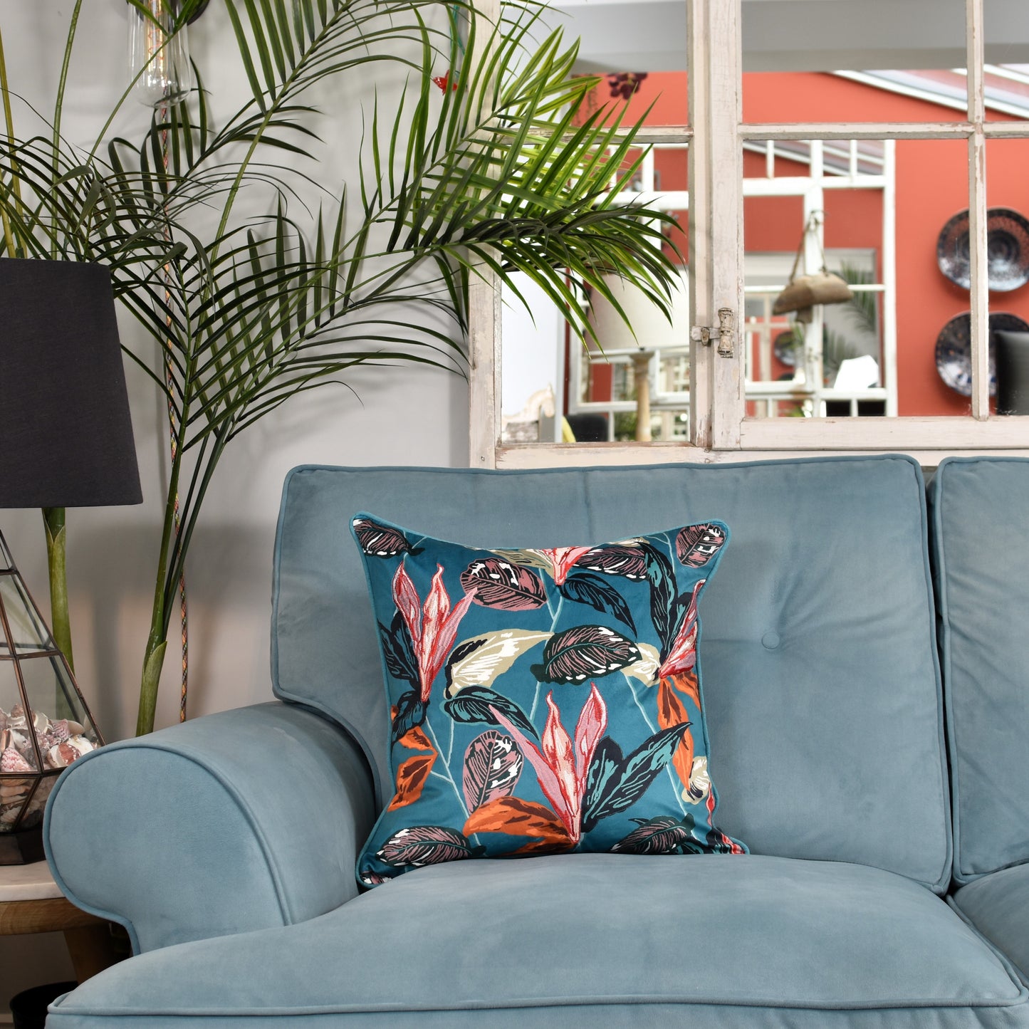 Tropical Variegated  Leaf - Turquoise Blue