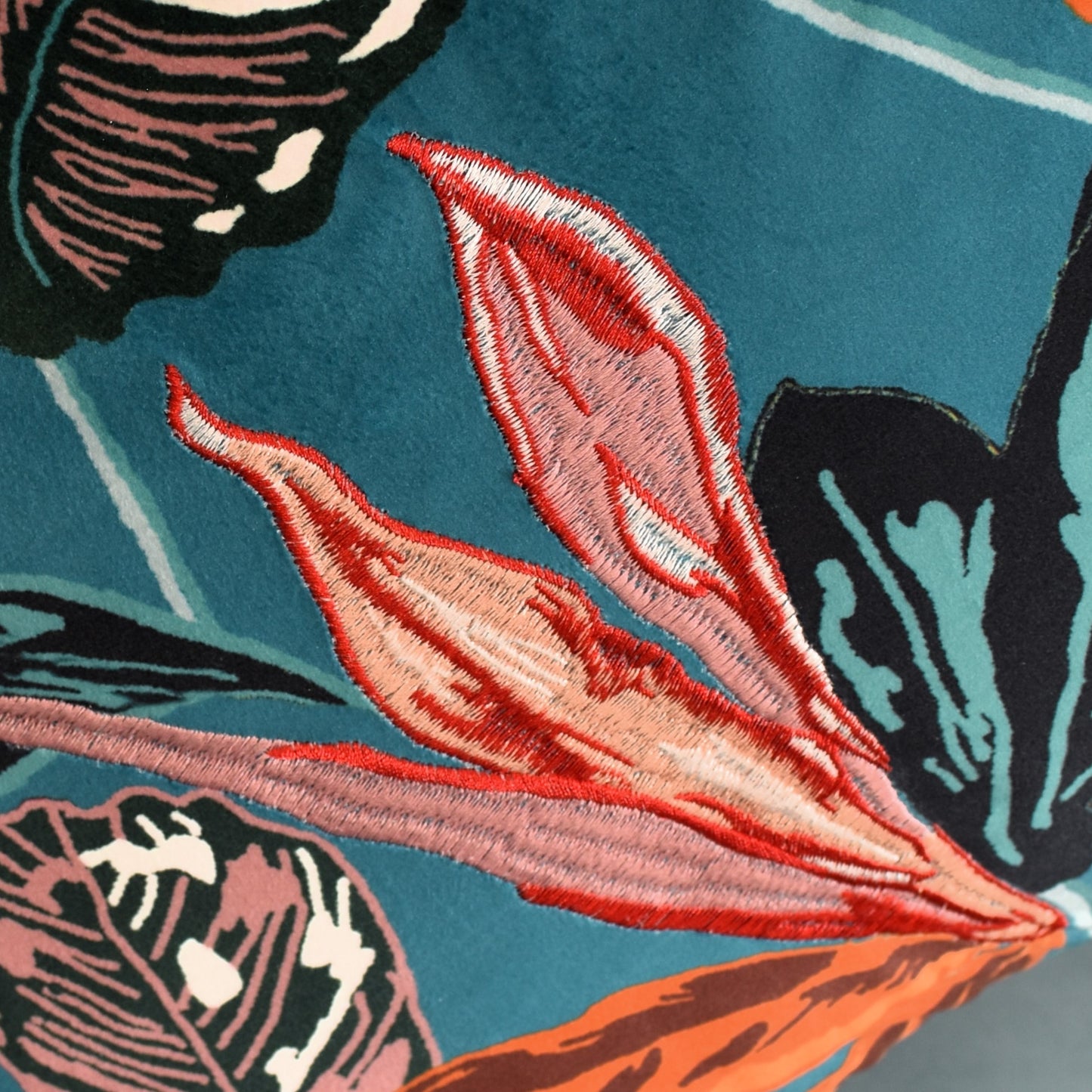 Tropical Variegated  Leaf - Turquoise Blue