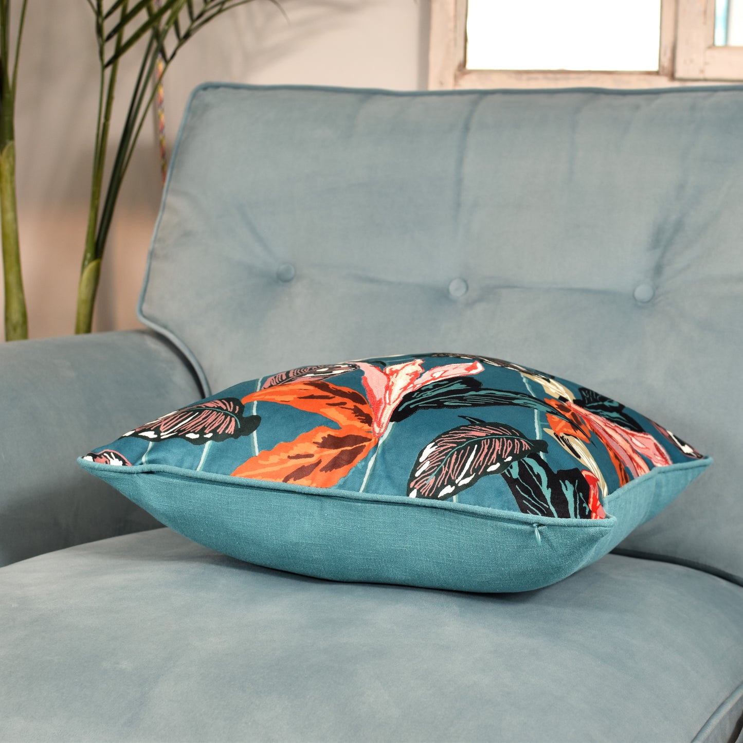Tropical Variegated  Leaf - Turquoise Blue