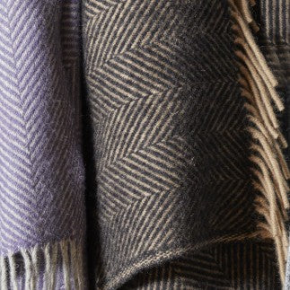 Graphite and Camel Vintage Wool Throw / Blanket