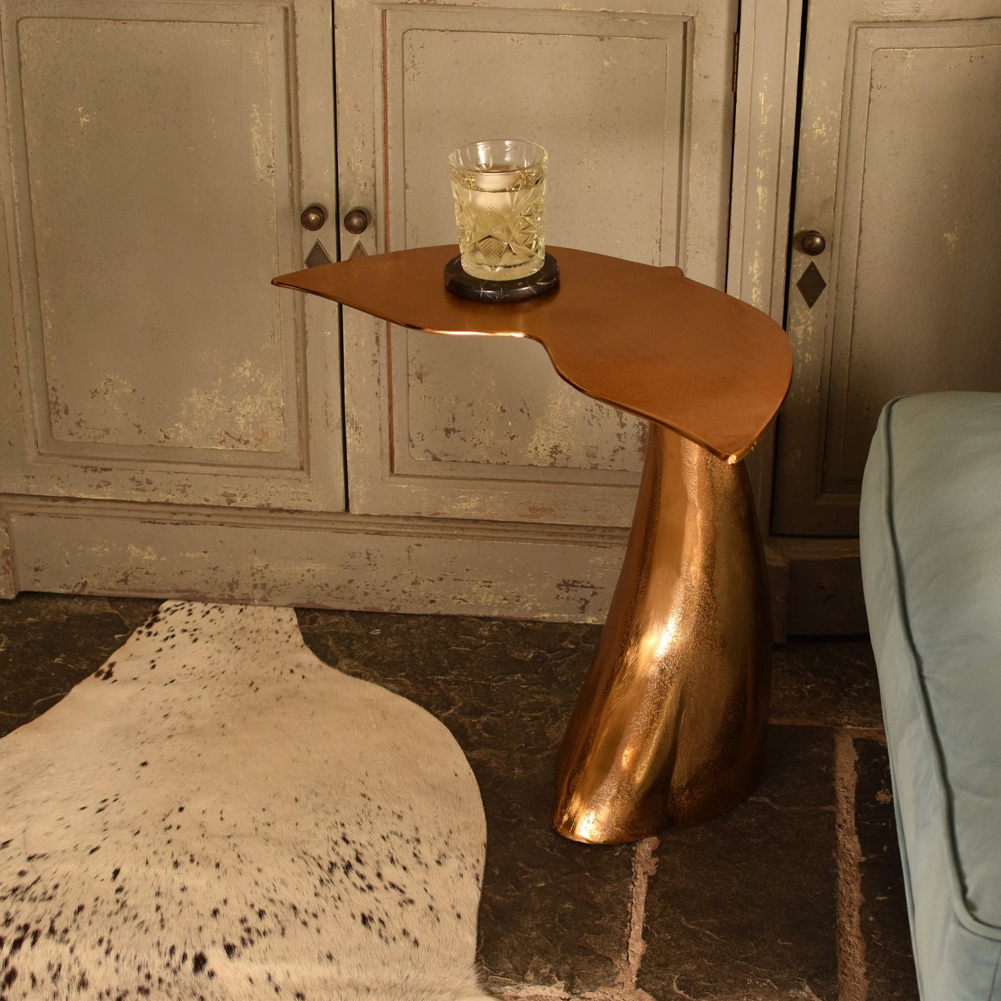 Whale Tail Side Table - Gold