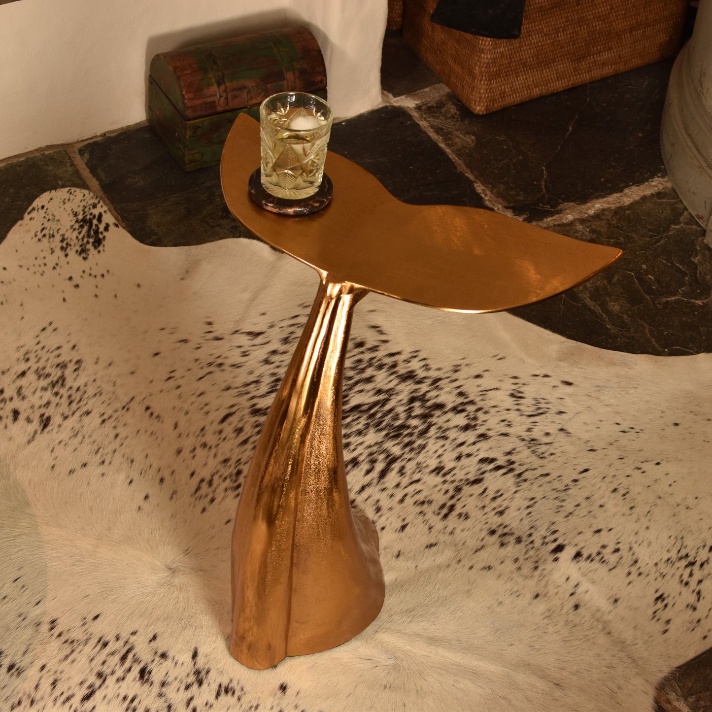 Whale Tail Side Table - Gold