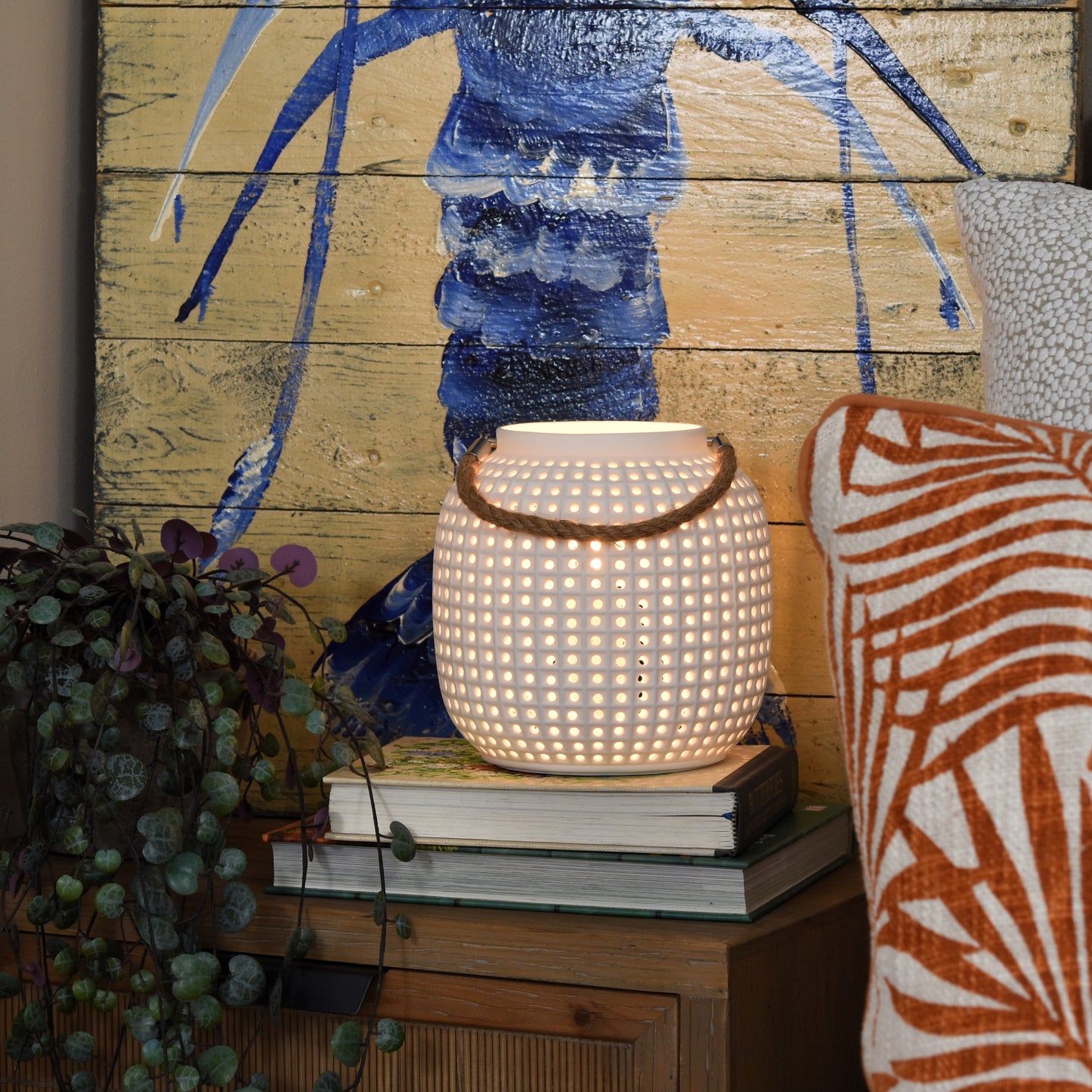 Ceramic Lantern Lamp - White